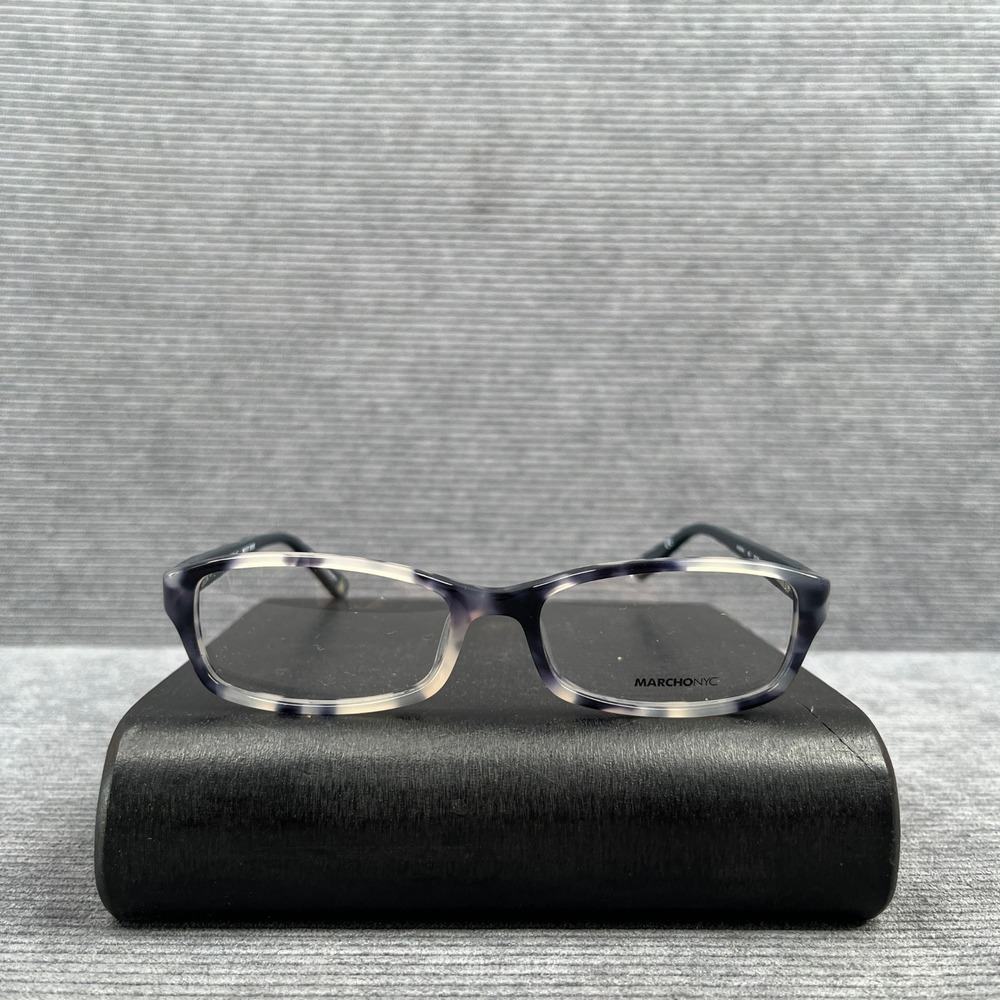 Marchon NYC Ansonia 412 Grey Marble Rectangular Y2k Eyeglasses Frames 50-16-135